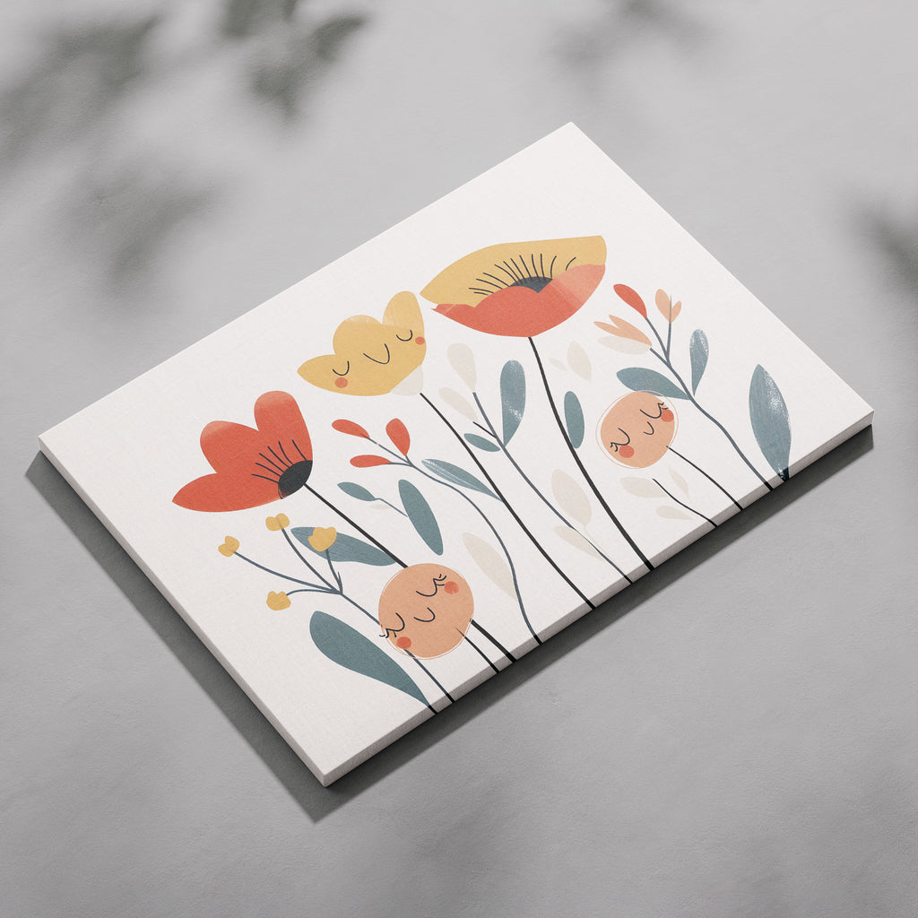 Smiling Floral Wildflower Blooms - Framed Canvas Wall Art Print | House Prints