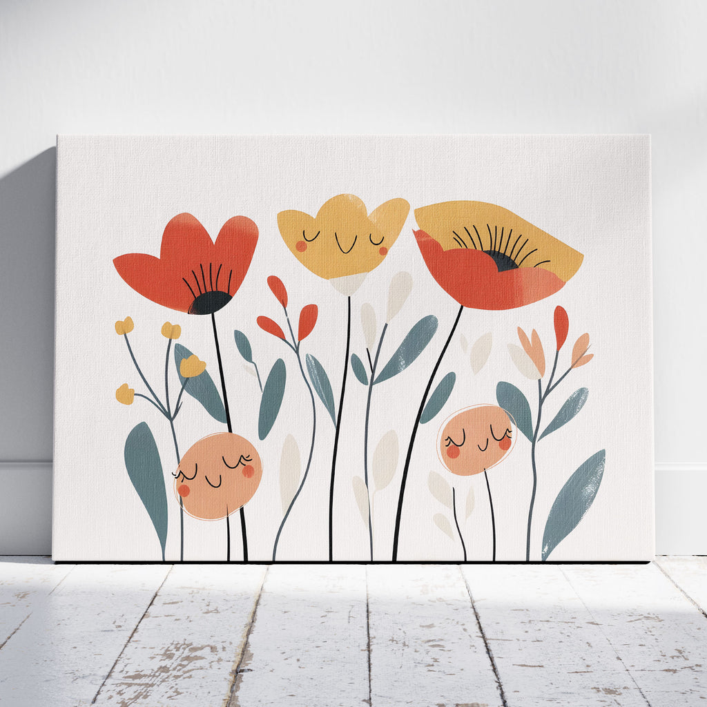 Smiling Floral Wildflower Blooms - Framed Canvas Wall Art Print | House Prints