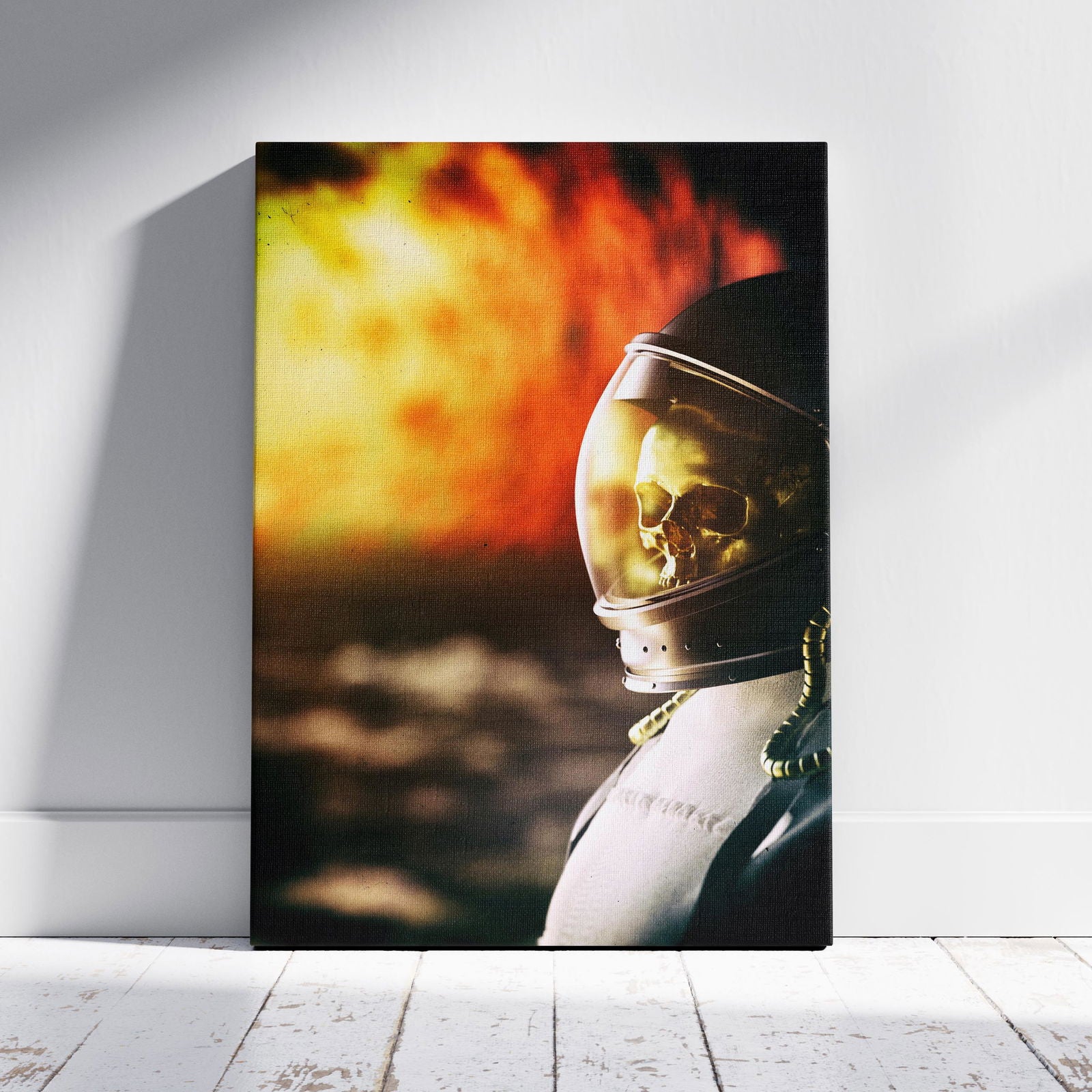 Spaceman Burning in the Sun - Framed Canvas Wall Art Print - House Prints