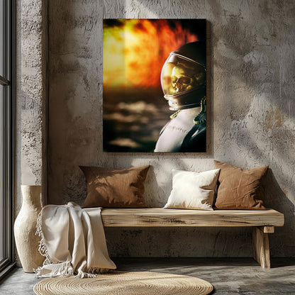 Spaceman Burning in the Sun - Framed Canvas Wall Art Print - House Prints