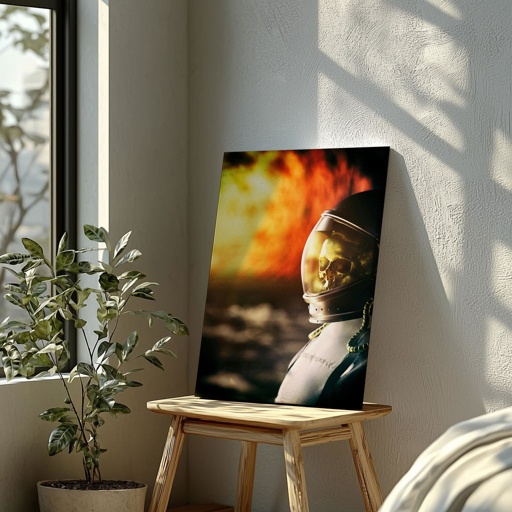 Spaceman Burning in the Sun - Framed Canvas Wall Art Print | House Prints