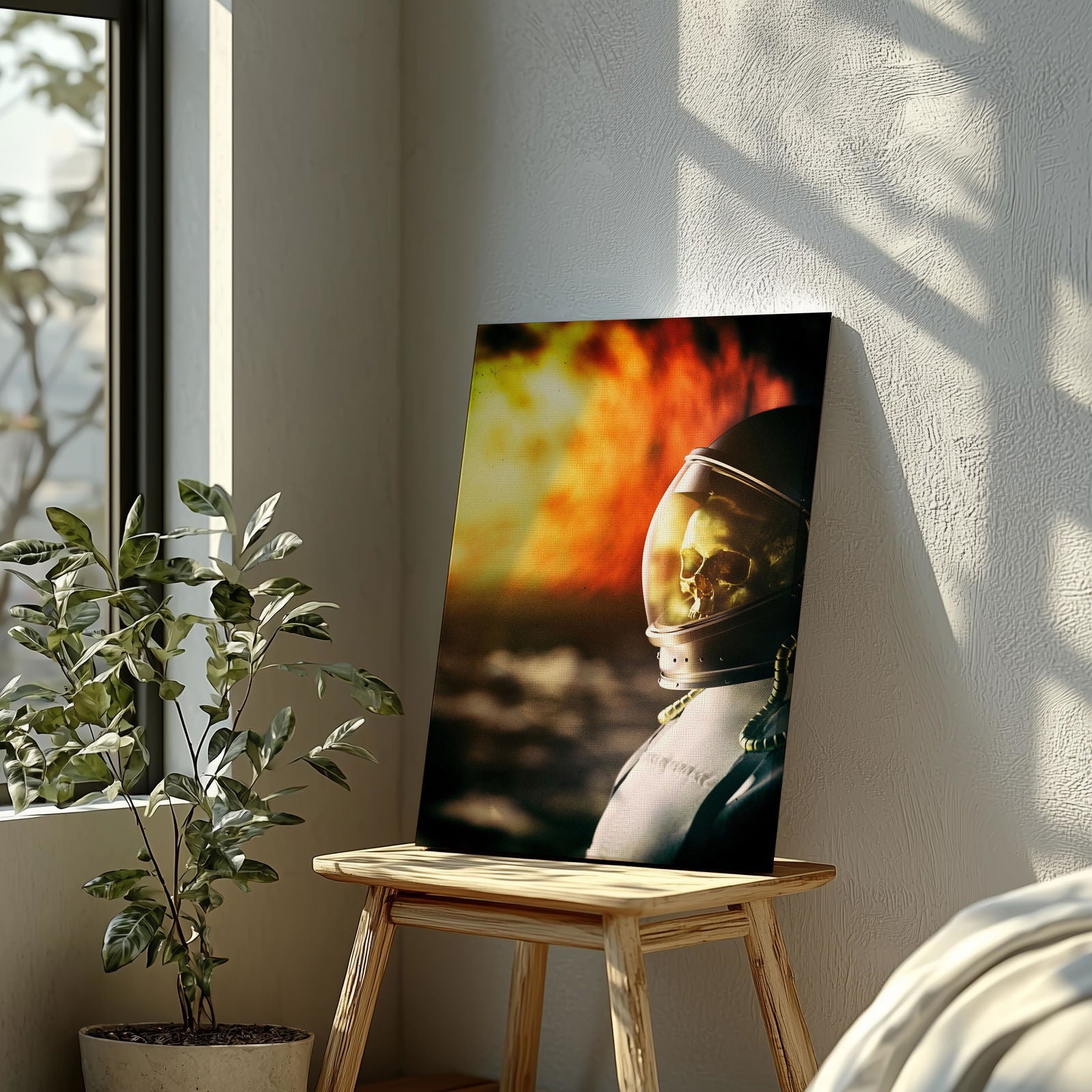 Spaceman Burning in the Sun - Framed Canvas Wall Art Print - House Prints