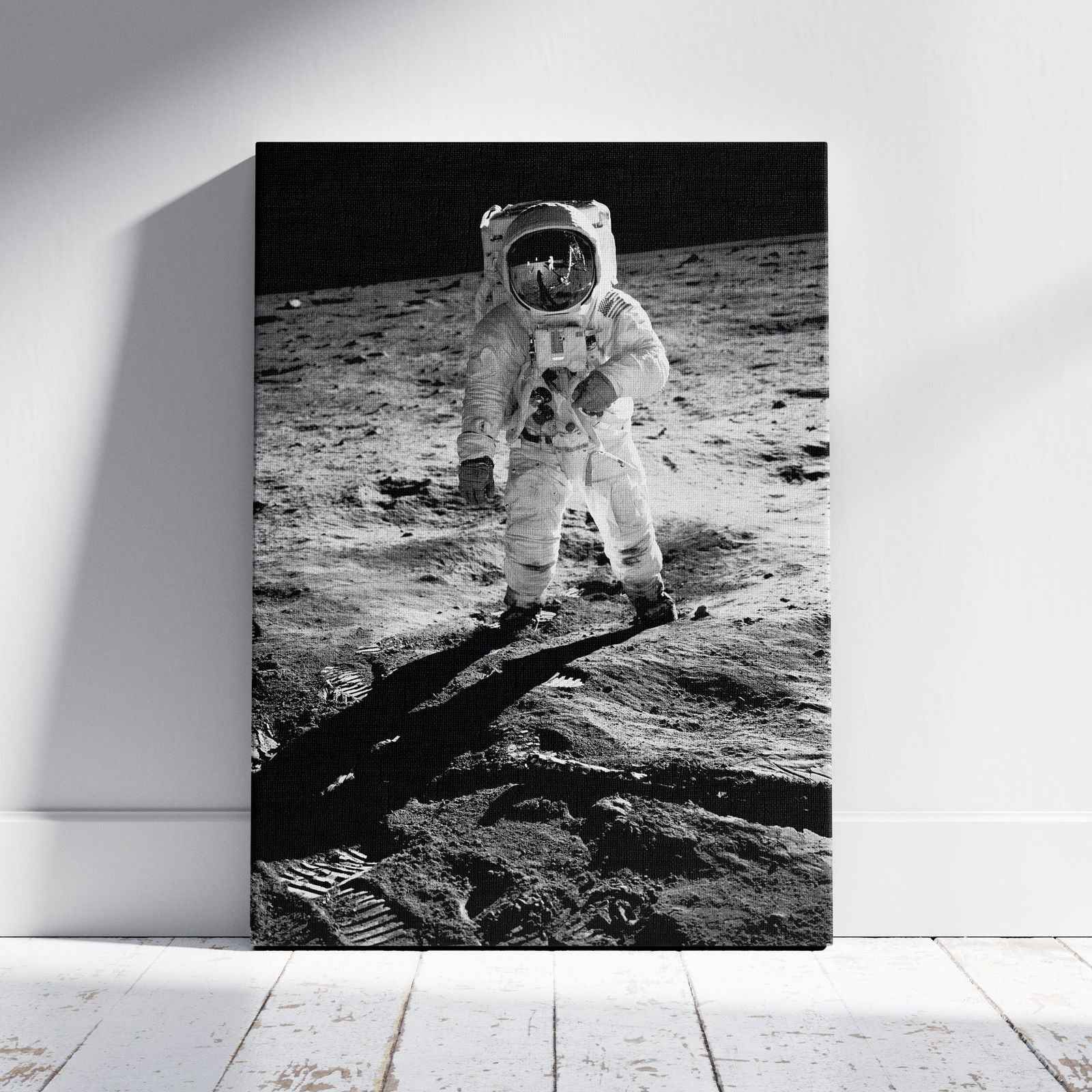 Spaceman on the Moon - Framed Canvas Wall Art Print - House Prints