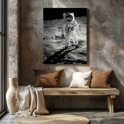 Spaceman on the Moon - Framed Canvas Wall Art Print - House Prints