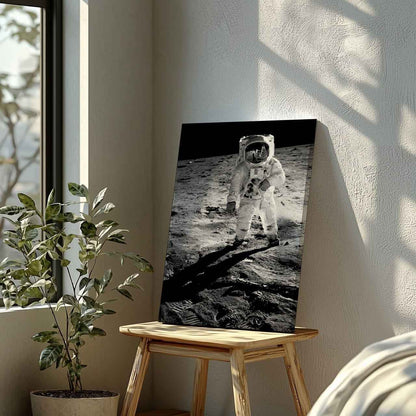Spaceman on the Moon - Framed Canvas Wall Art Print - House Prints