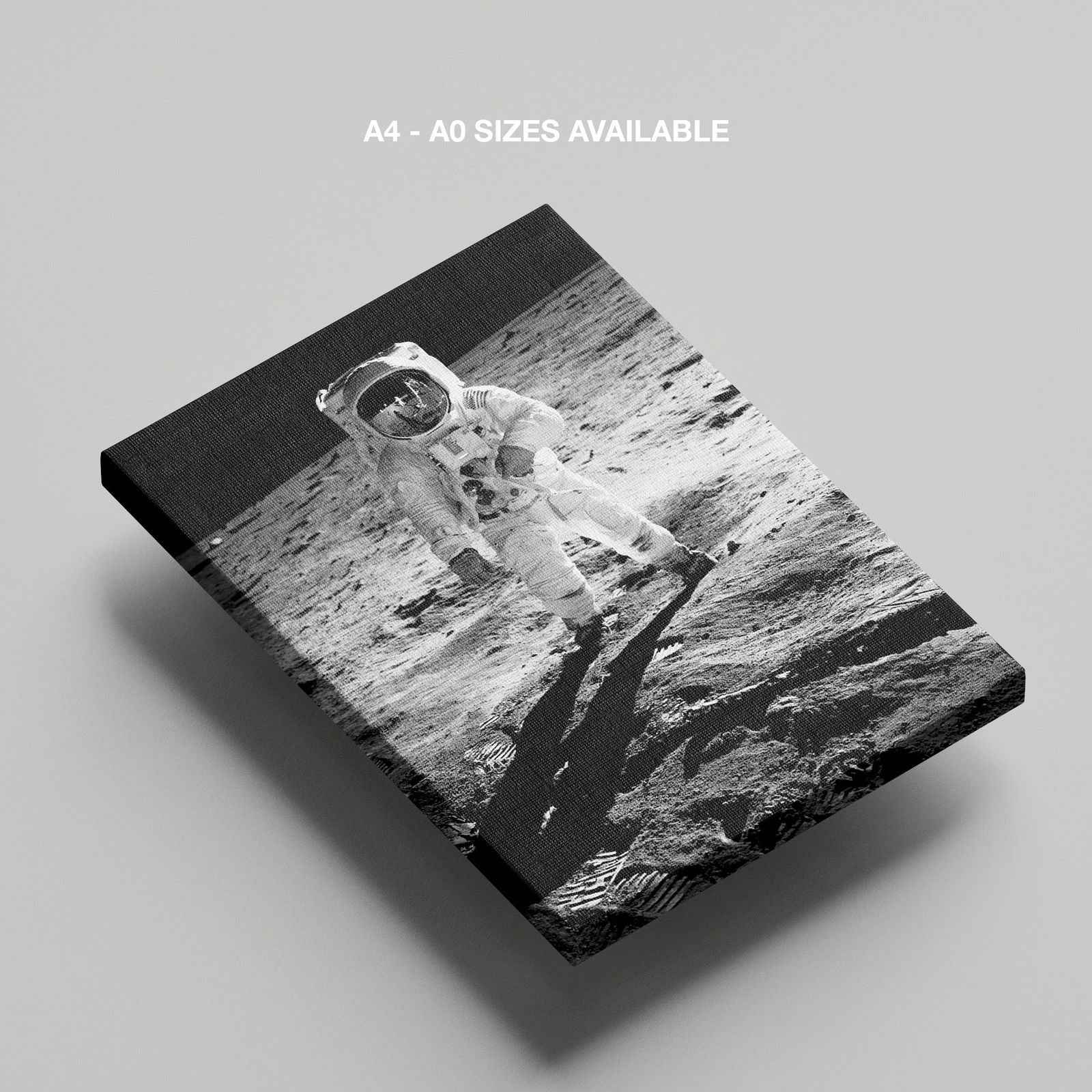 Spaceman on the Moon - Framed Canvas Wall Art Print - House Prints