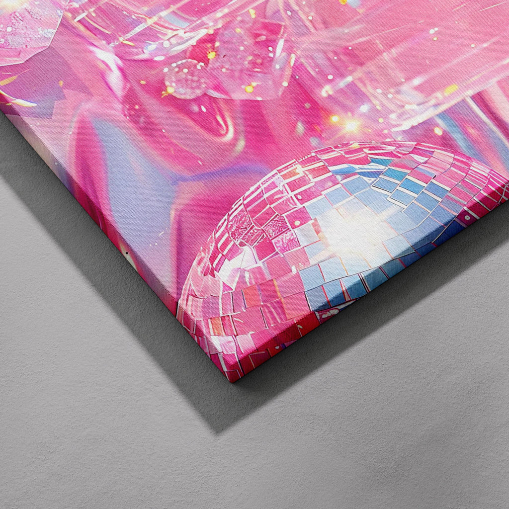 Sparkly Pink Cocktail Disco Party Drinks - Framed Canvas Wall Art Print | House Prints
