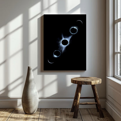 Stages of the Solar Eclipse - Framed Canvas Wall Art Print - House Prints