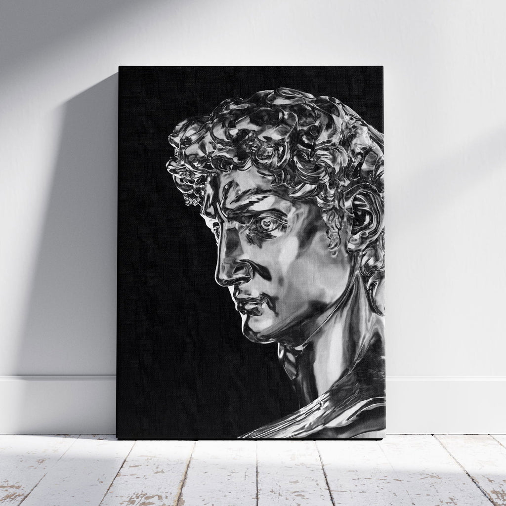 Statue of David Silver Chrome - Framed Canvas Wall Art Print | House Prints