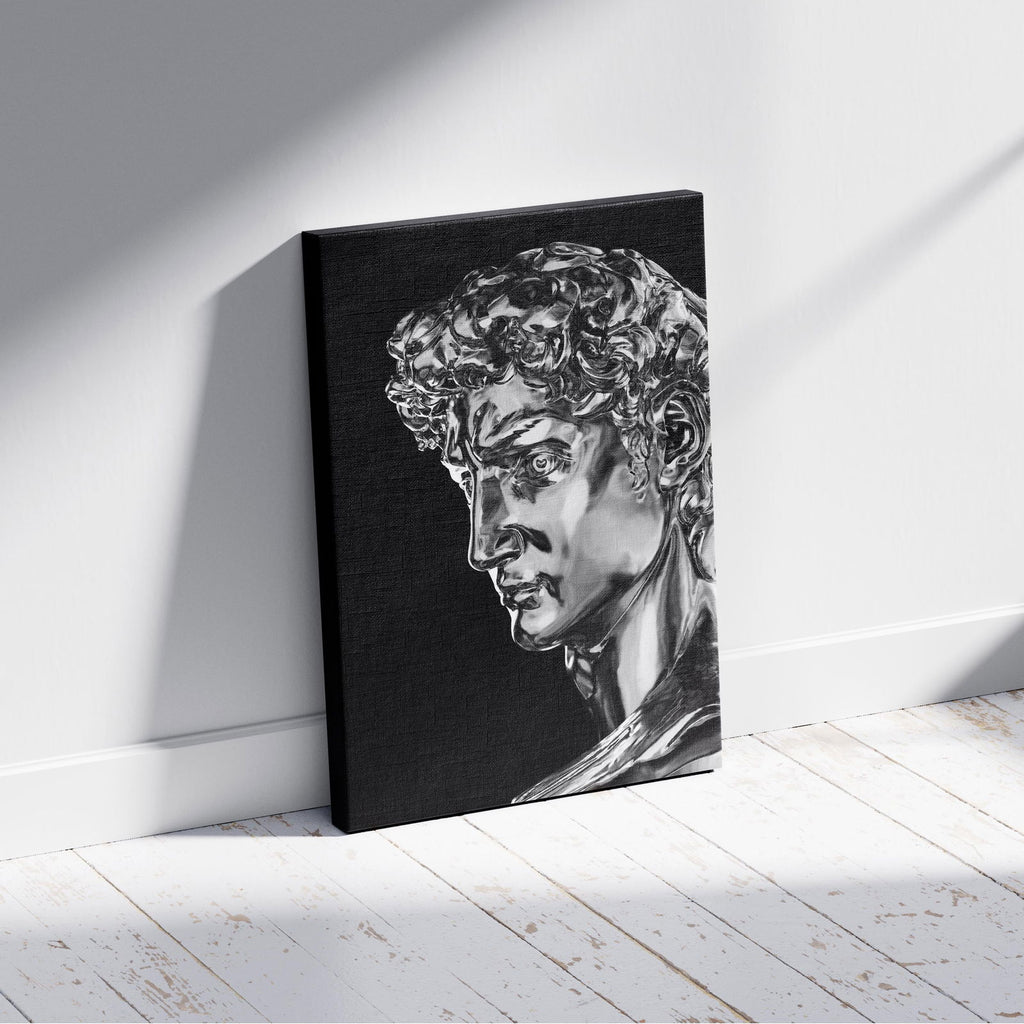 Statue of David Silver Chrome - Framed Canvas Wall Art Print | House Prints