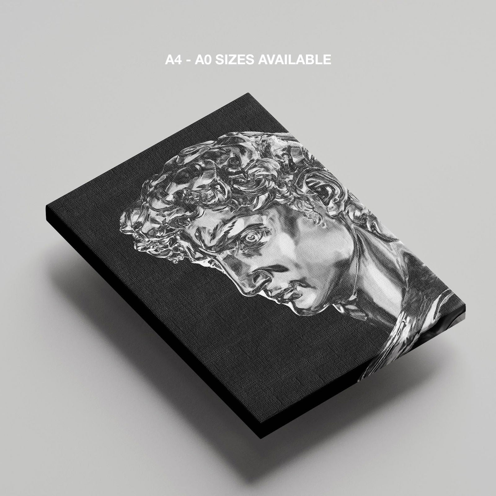 Statue of David Silver Chrome - Framed Canvas Wall Art Print | House Prints