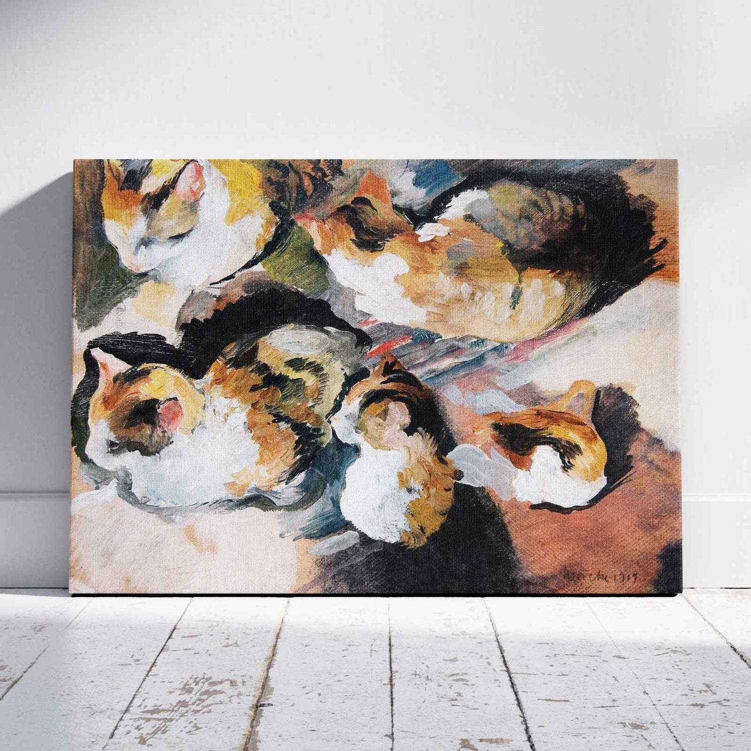 Study of a Cat Katzenstudien - August Macke - Framed Canvas Wall Art Print - House Prints