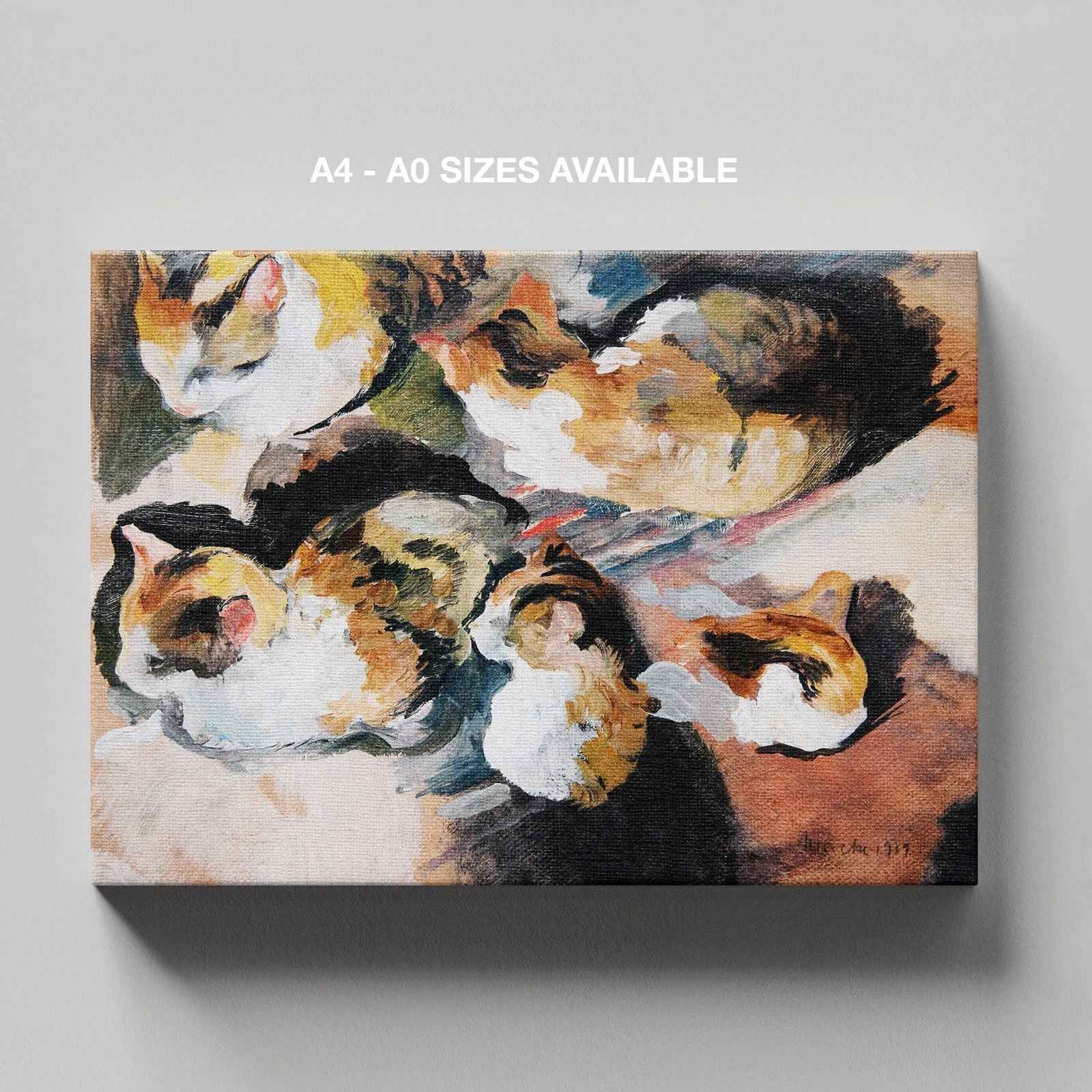 Study of a Cat Katzenstudien - August Macke - Framed Canvas Wall Art Print - House Prints