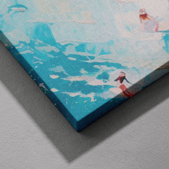 Surfers Dancing on Blue Ocean Waves - Framed Canvas Wall Art Print | House Prints