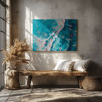 Surfers Dancing on Blue Ocean Waves - Framed Canvas Wall Art Print | House Prints