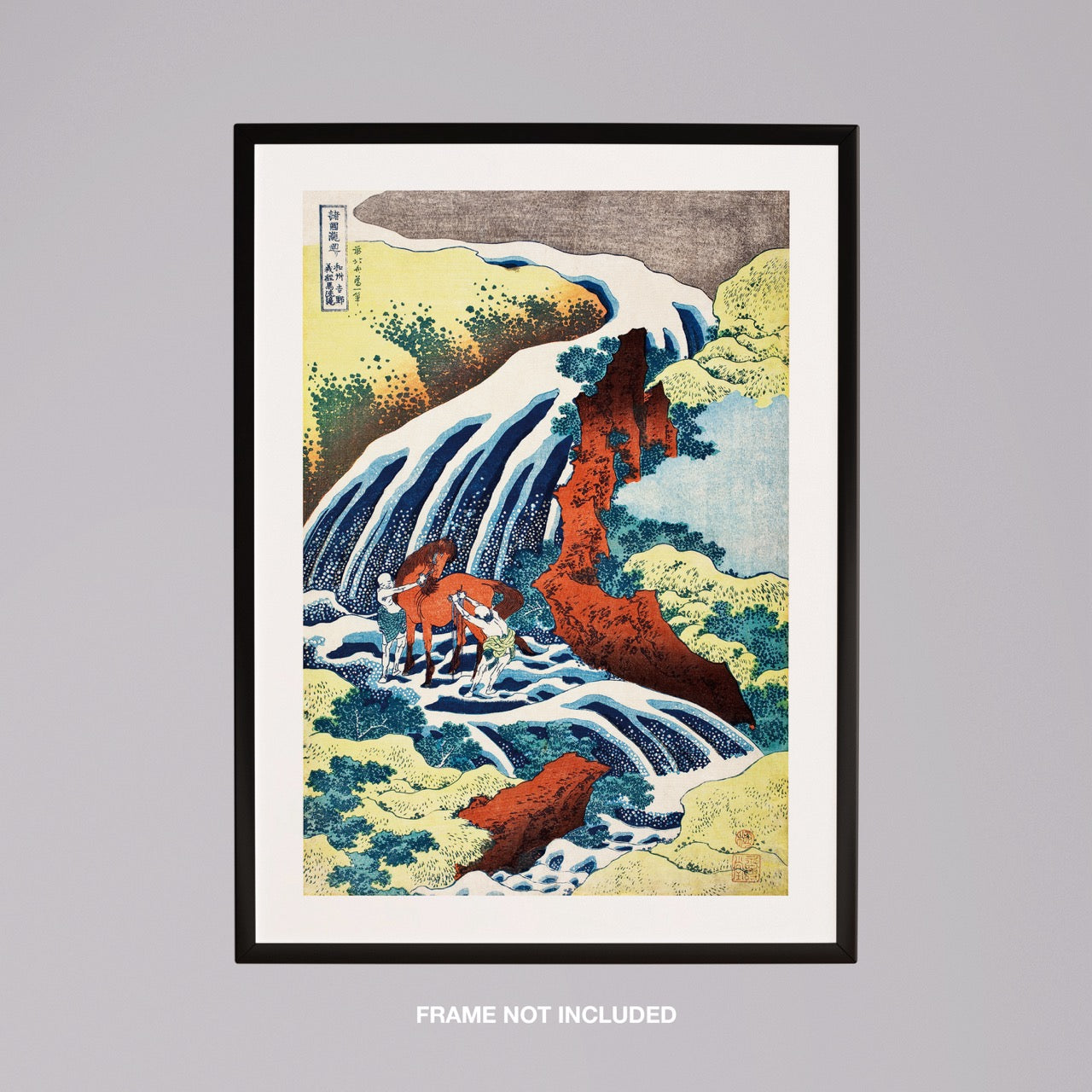 The Yoshitsune Horse Washing Falls at Yoshino - Katsushika Hokusai - Rolled Poster Wall Art Print | House Prints