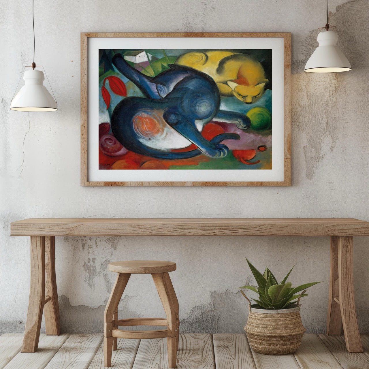 Two Cats, Blue & Yellow - Franz Marc - Rolled Poster Wall Art Print - House Prints