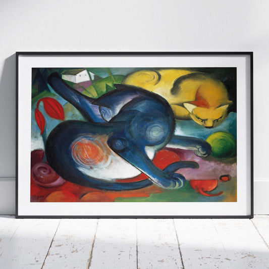 Two Cats, Blue & Yellow - Franz Marc - Rolled Poster Wall Art Print - House Prints