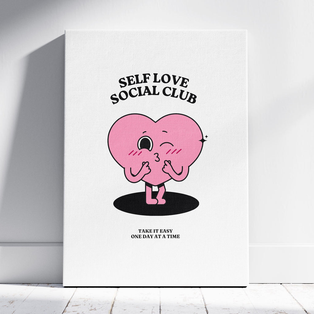 Self Love Pink Heart Take It Easy - Framed Canvas Wall Art Print
