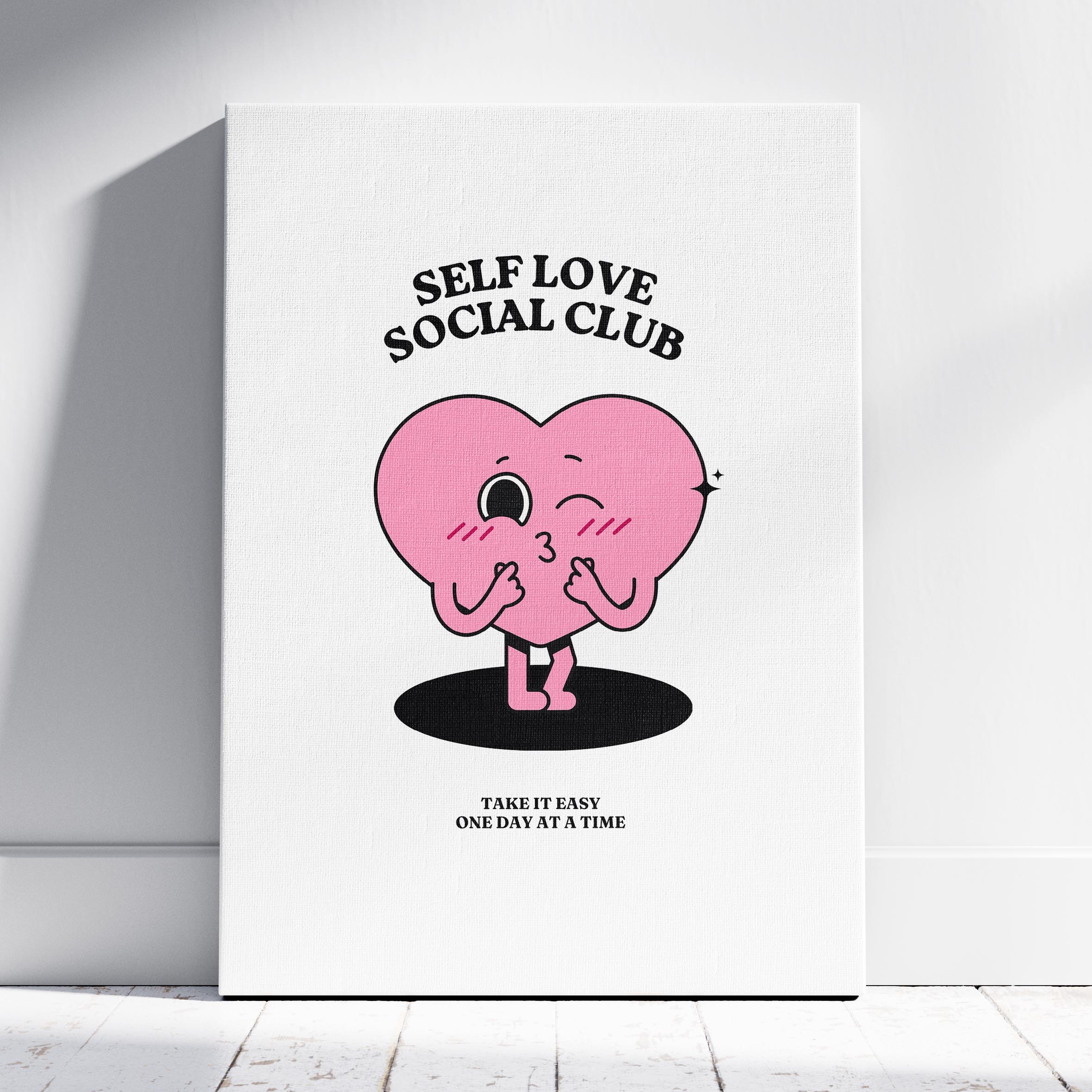 Self Love Pink Heart Take It Easy - Framed Canvas Wall Art Print