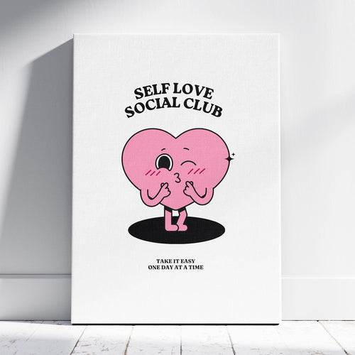 Self Love Pink Heart Take It Easy - Framed Canvas Wall Art Print | House Prints