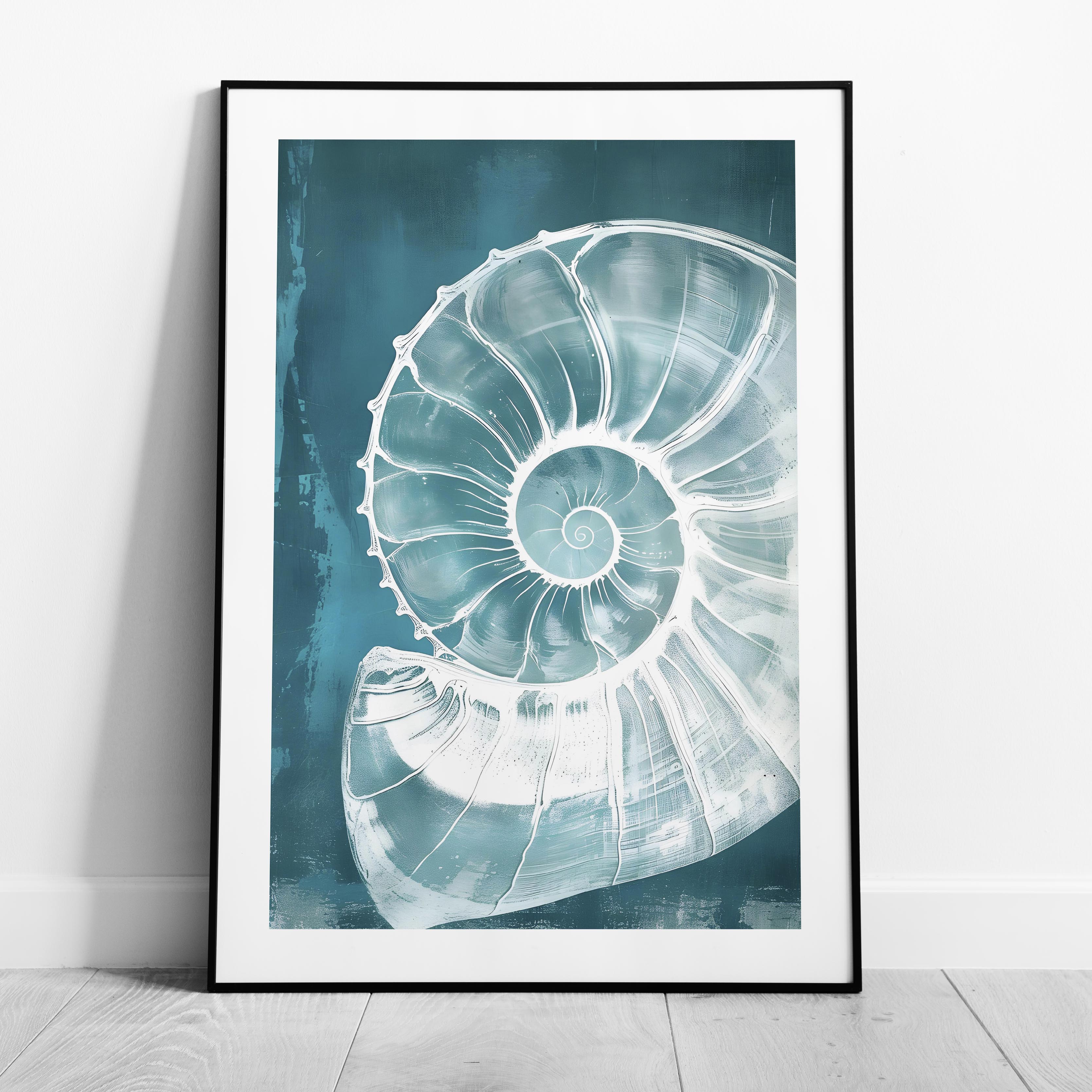 Teal Spiral Coastal Shell From The Beach - Rolled Poster Wall Art Print
