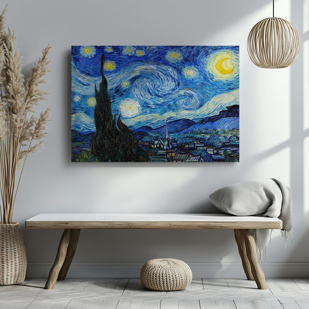 The Starry Night - Vincent van Gogh - Framed Canvas Wall Art Print | House Prints