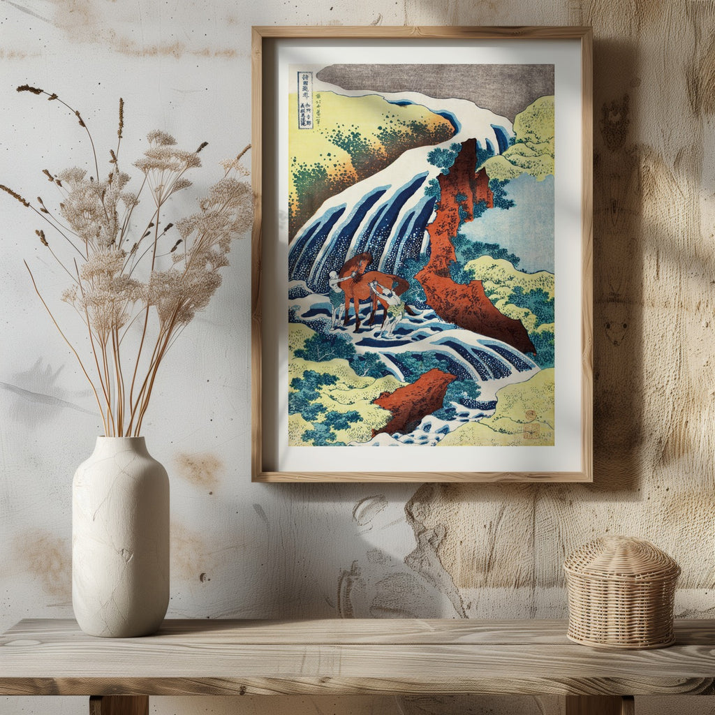 The Yoshitsune Horse Washing Falls at Yoshino - Katsushika Hokusai - Rolled Poster Wall Art Print | House Prints