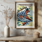 The Yoshitsune Horse Washing Falls at Yoshino - Katsushika Hokusai - Rolled Poster Wall Art Print | House Prints