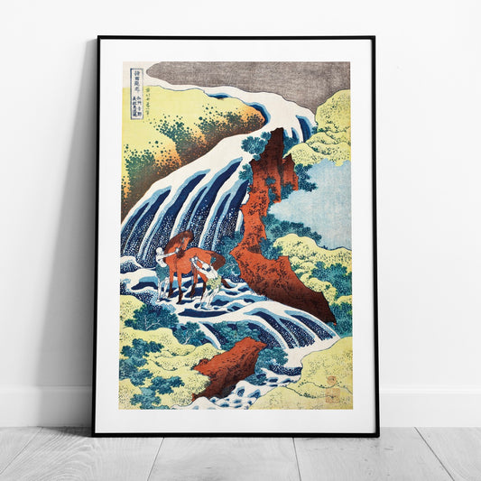 The Yoshitsune Horse Washing Falls at Yoshino - Katsushika Hokusai - Rolled Poster Wall Art Print - House Prints