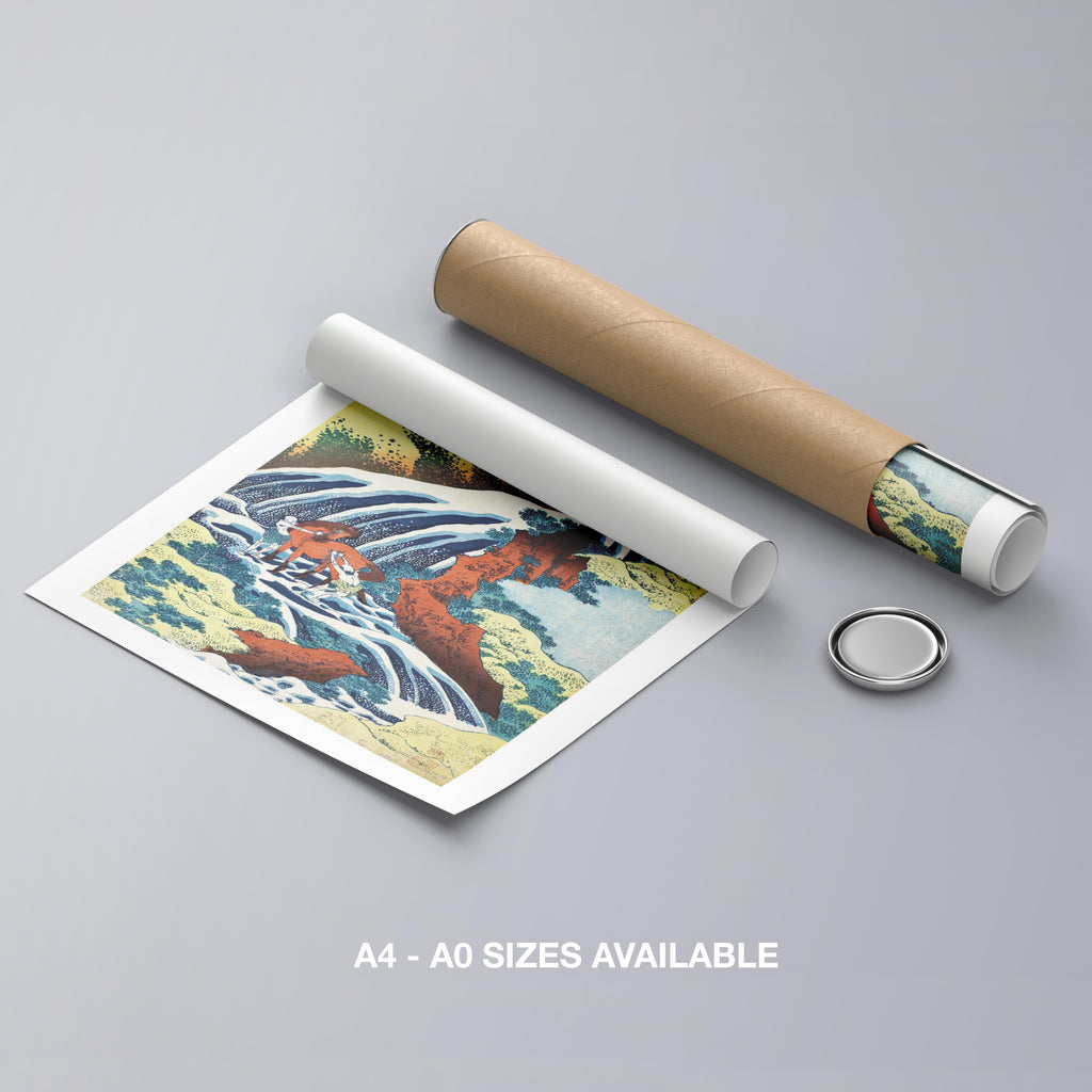 The Yoshitsune Horse Washing Falls at Yoshino - Katsushika Hokusai - Rolled Poster Wall Art Print | House Prints