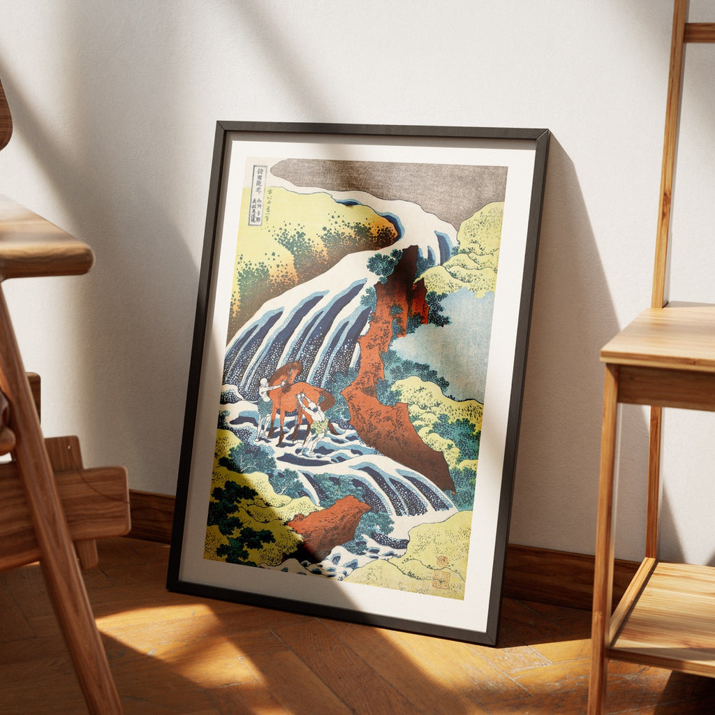 The Yoshitsune Horse Washing Falls at Yoshino - Katsushika Hokusai - Rolled Poster Wall Art Print | House Prints