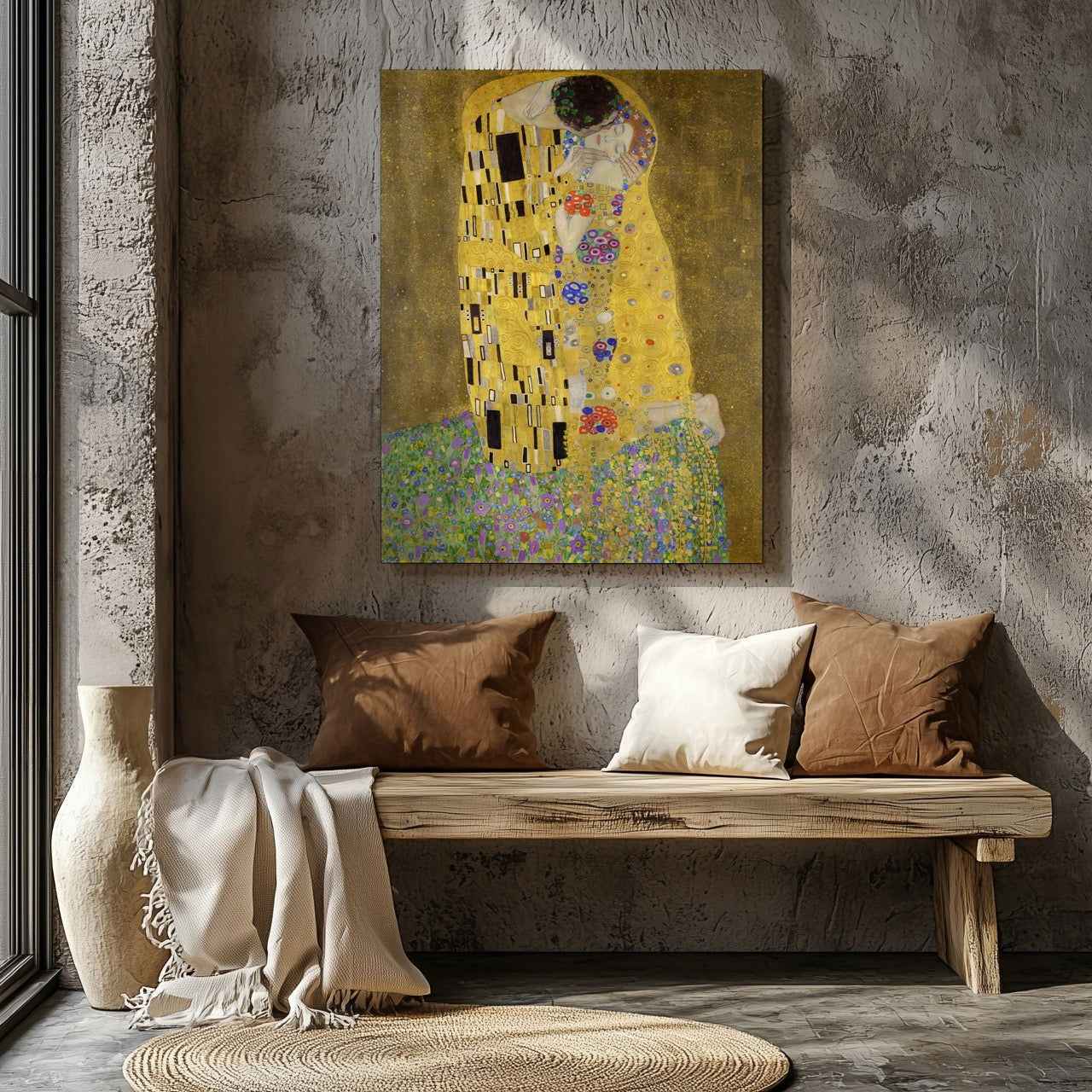 The Kiss - Gustav Klimt - Framed Canvas Wall Art Print - House Prints
