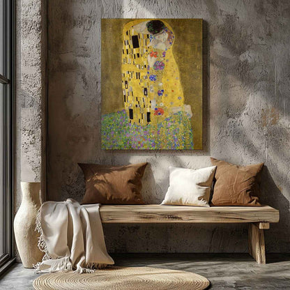 The Kiss - Gustav Klimt - Framed Canvas Wall Art Print - House Prints