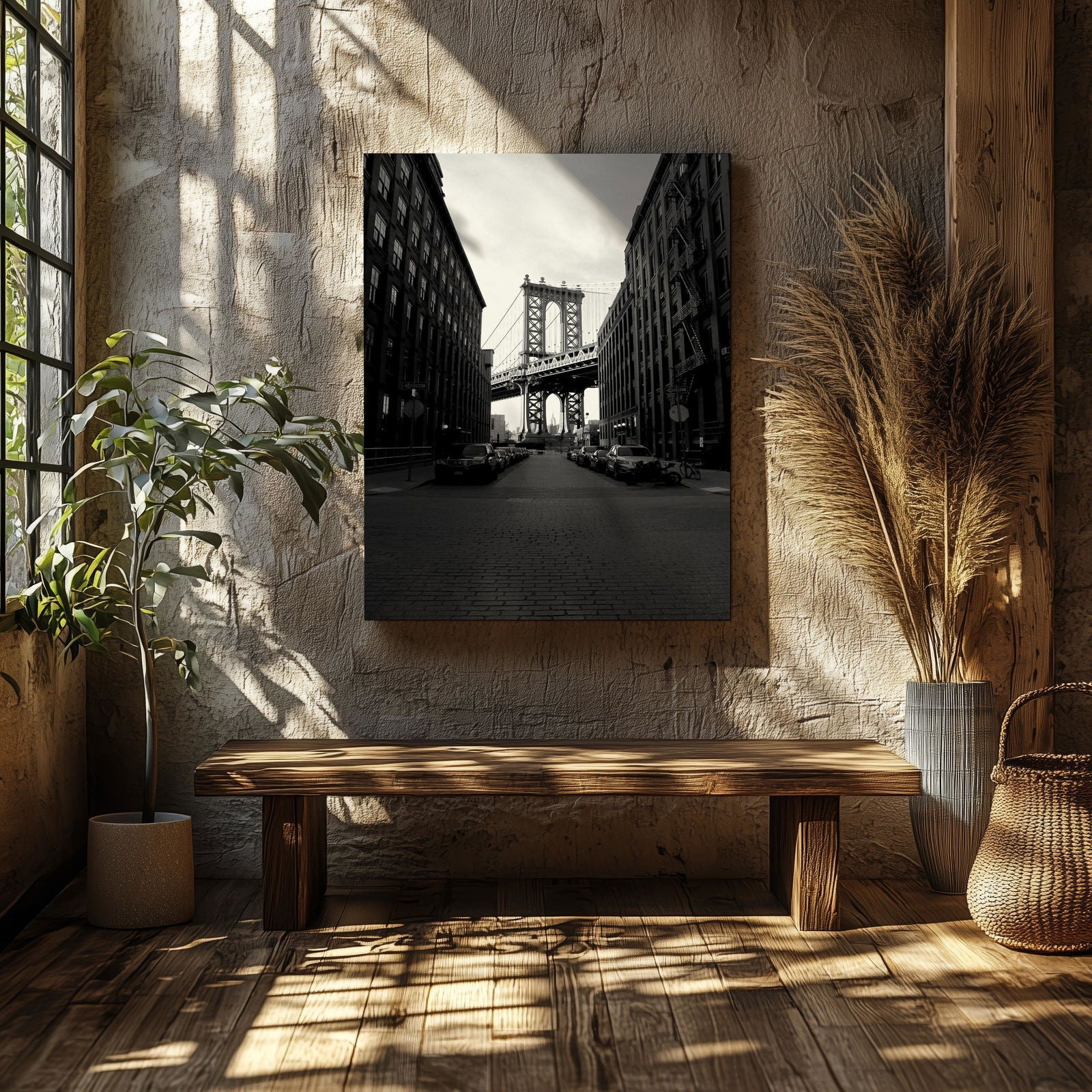 The Manhattan Bridge NYC - Framed Canvas Wall Art Print - House Prints