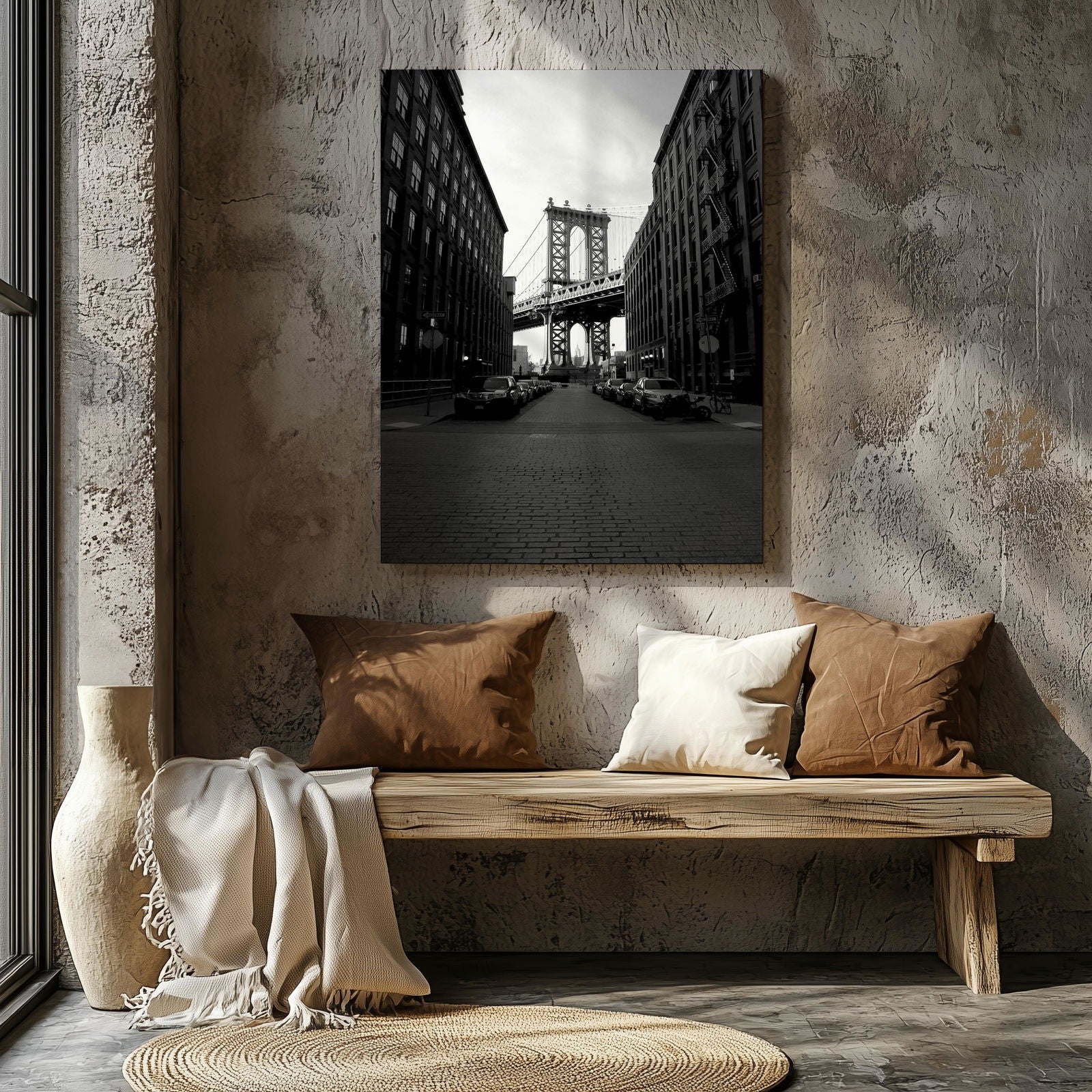 The Manhattan Bridge NYC - Framed Canvas Wall Art Print - House Prints