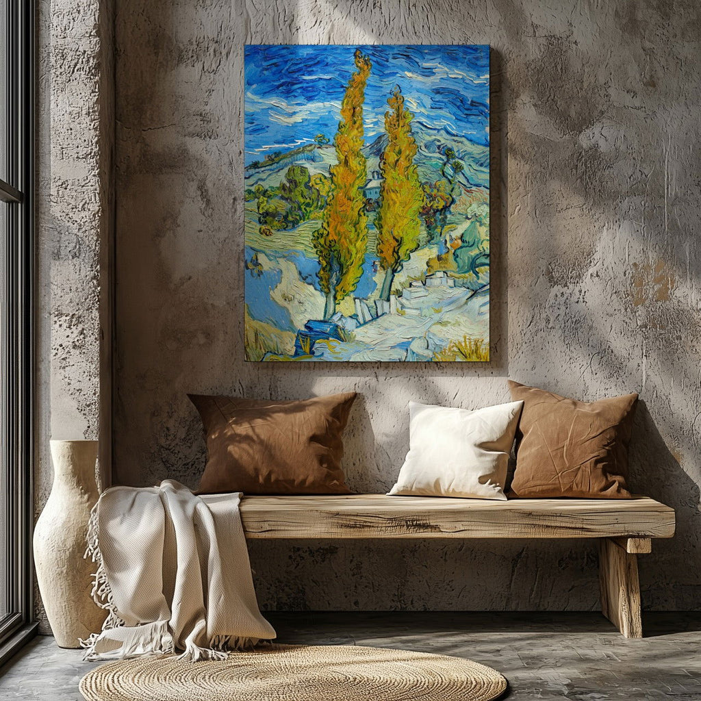 The Poplars at Saint-Remy - Vincent van Gogh - Framed Canvas Wall Art Print | House Prints
