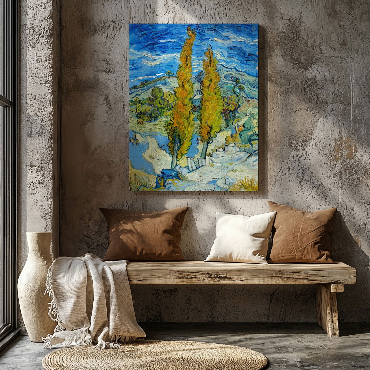 The Poplars at Saint-Remy - Vincent van Gogh - Framed Canvas Wall Art Print - House Prints