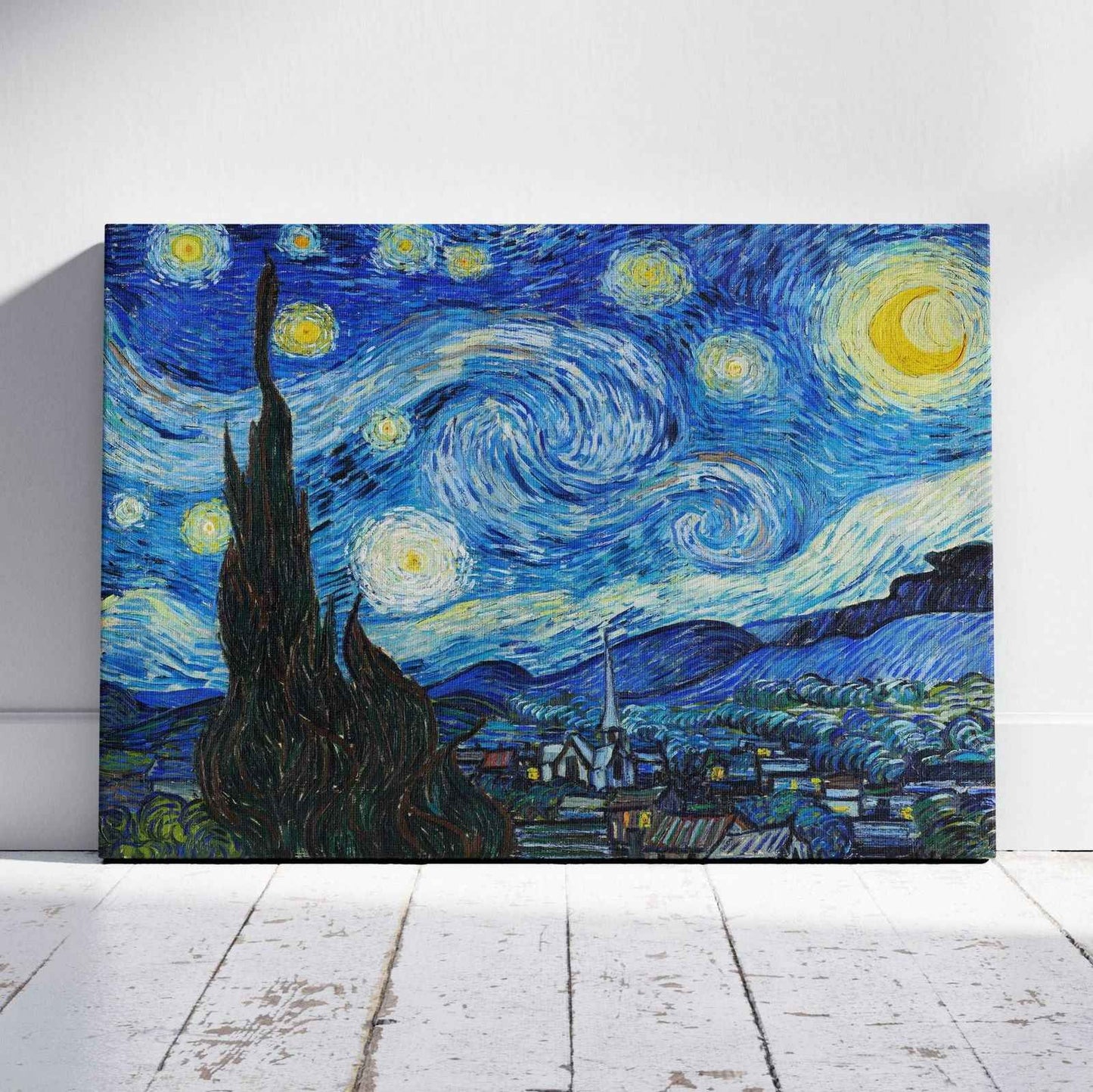 The Starry Night - Vincent van Gogh - Framed Canvas Wall Art Print - House Prints