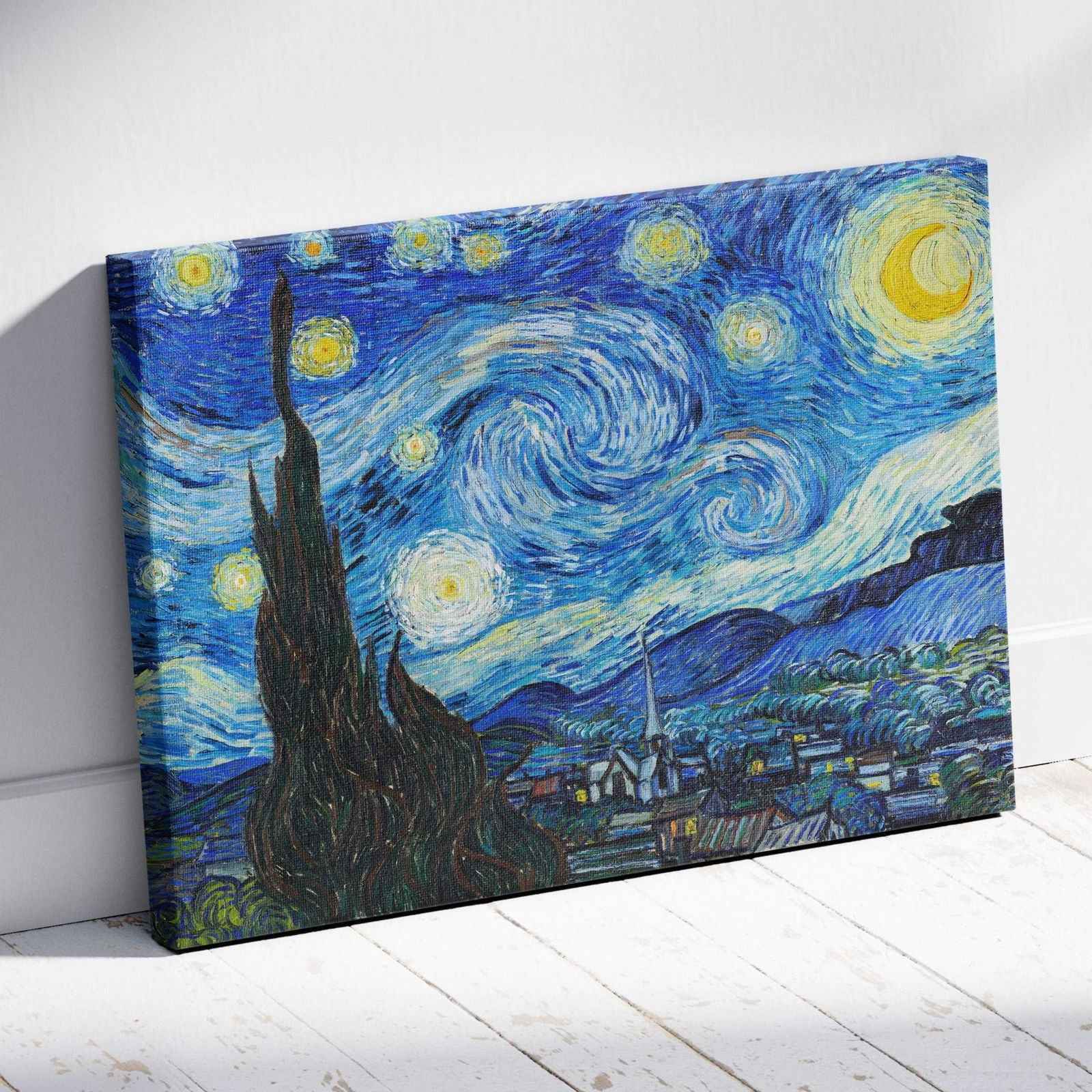 The Starry Night - Vincent van Gogh - Framed Canvas Wall Art Print - House Prints
