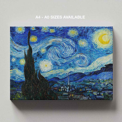 The Starry Night - Vincent van Gogh - Framed Canvas Wall Art Print - House Prints
