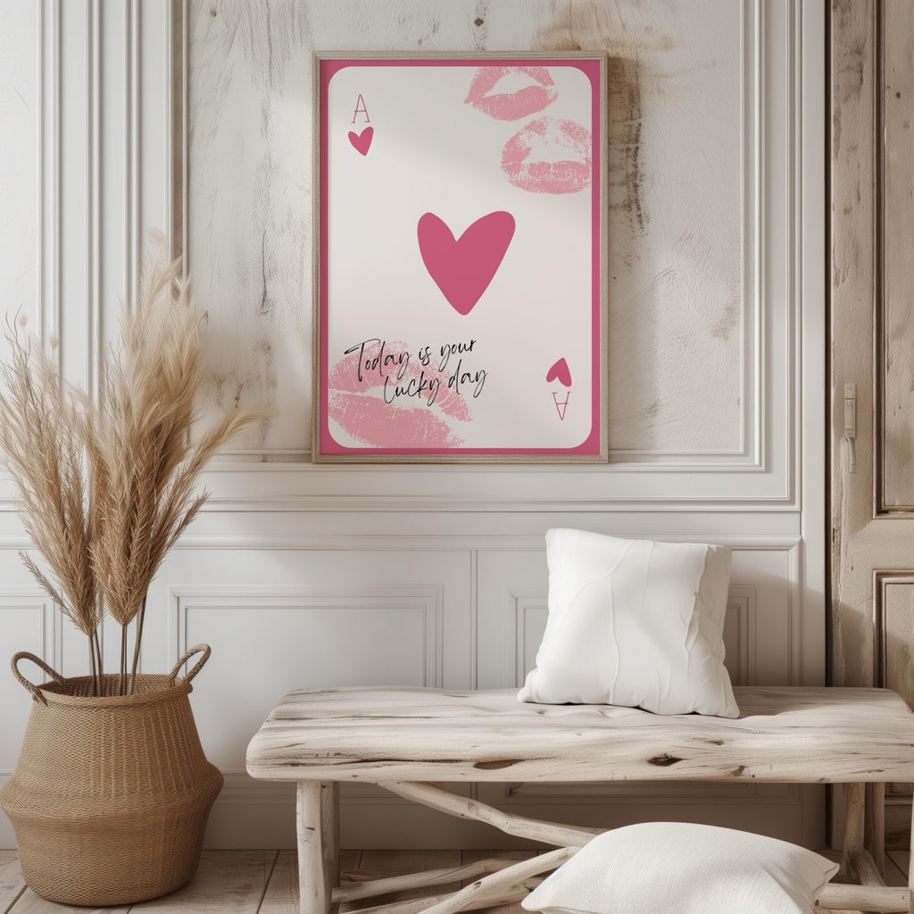 Today is Your Lucky Day Pink Ace Playing Card - Rolled Poster Wall Art Print | House Prints