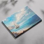 Tranquil Coast Sailing on Blue Horizon - Framed Canvas Wall Art Print | House Prints