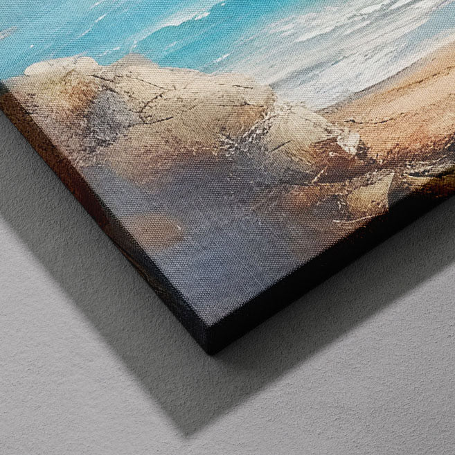 Tranquil Coast Sailing on Blue Horizon - Framed Canvas Wall Art Print | House Prints