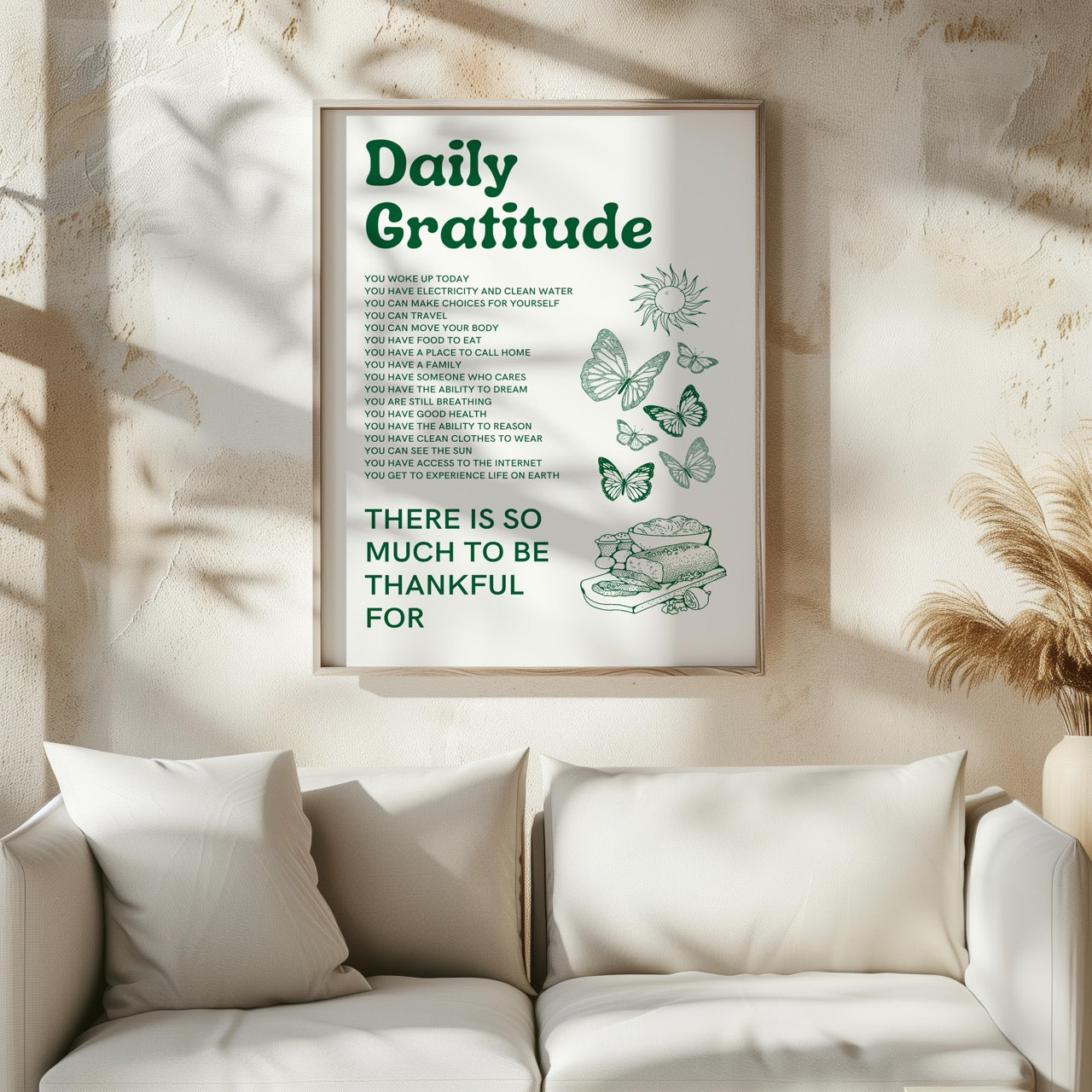 Daily Gratitude Checklist for Life - Rolled Poster Wall Art Print | House Prints