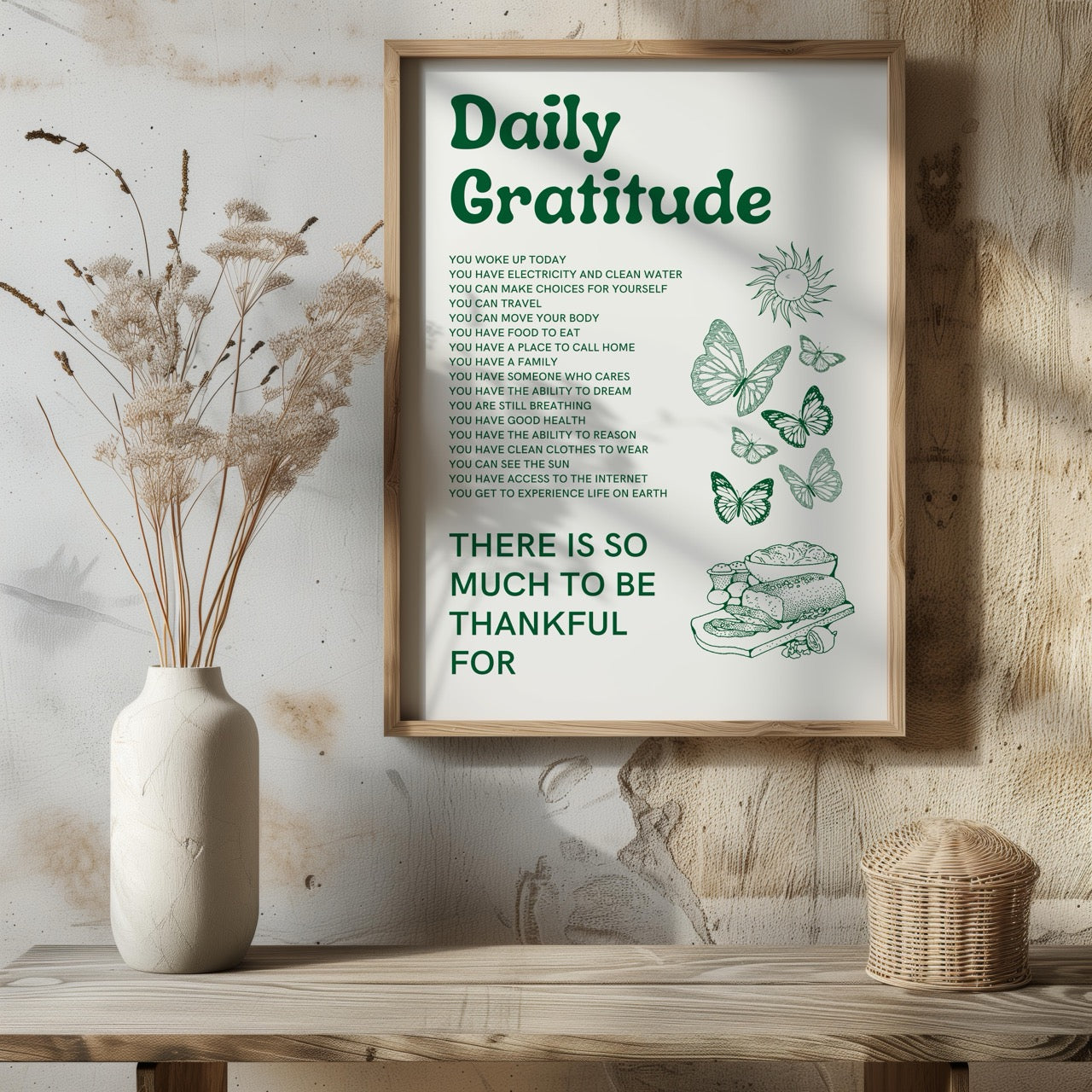 Daily Gratitude Checklist for Life - Rolled Poster Wall Art Print | House Prints