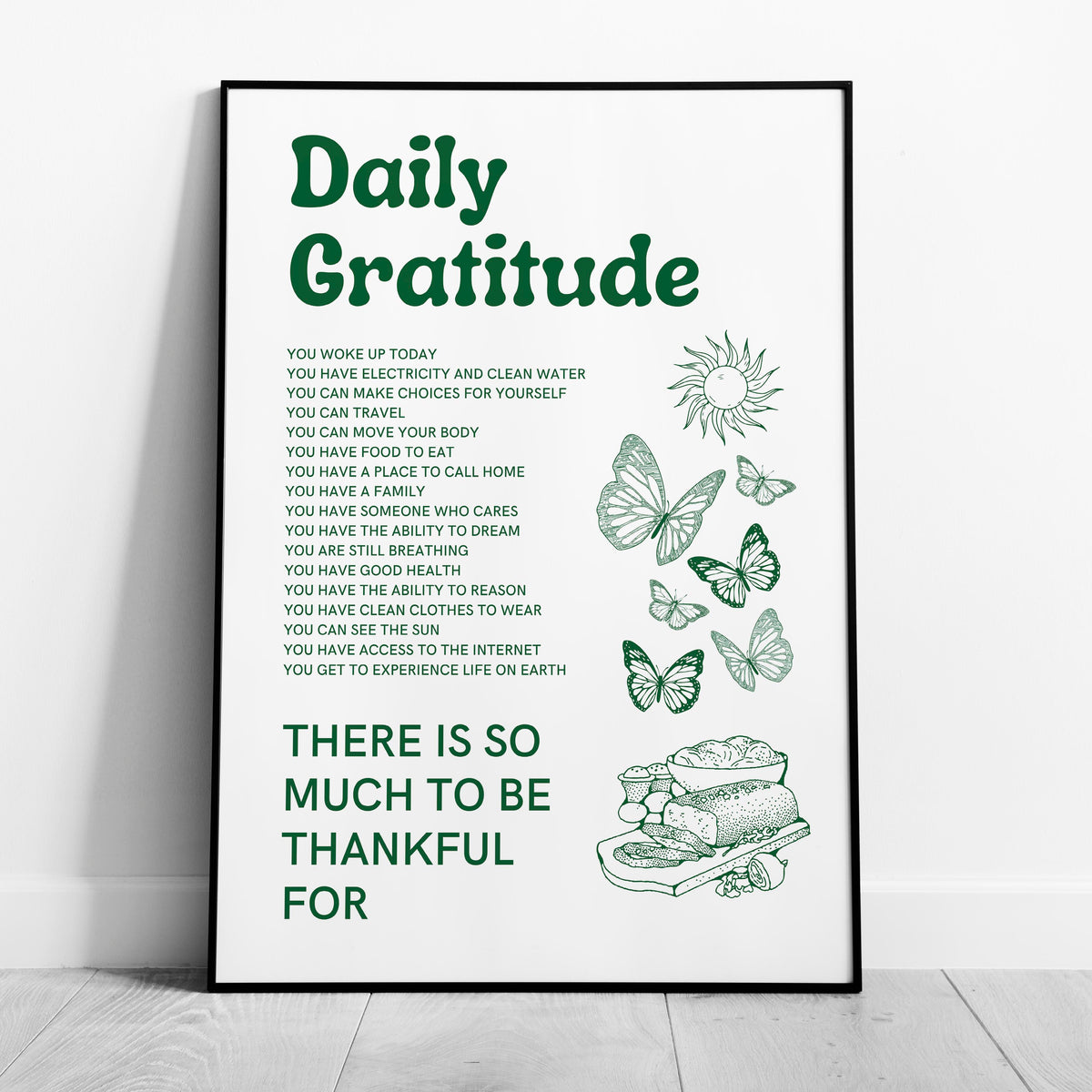 Daily Gratitude Checklist for Life - Rolled Poster Wall Art Print | House Prints