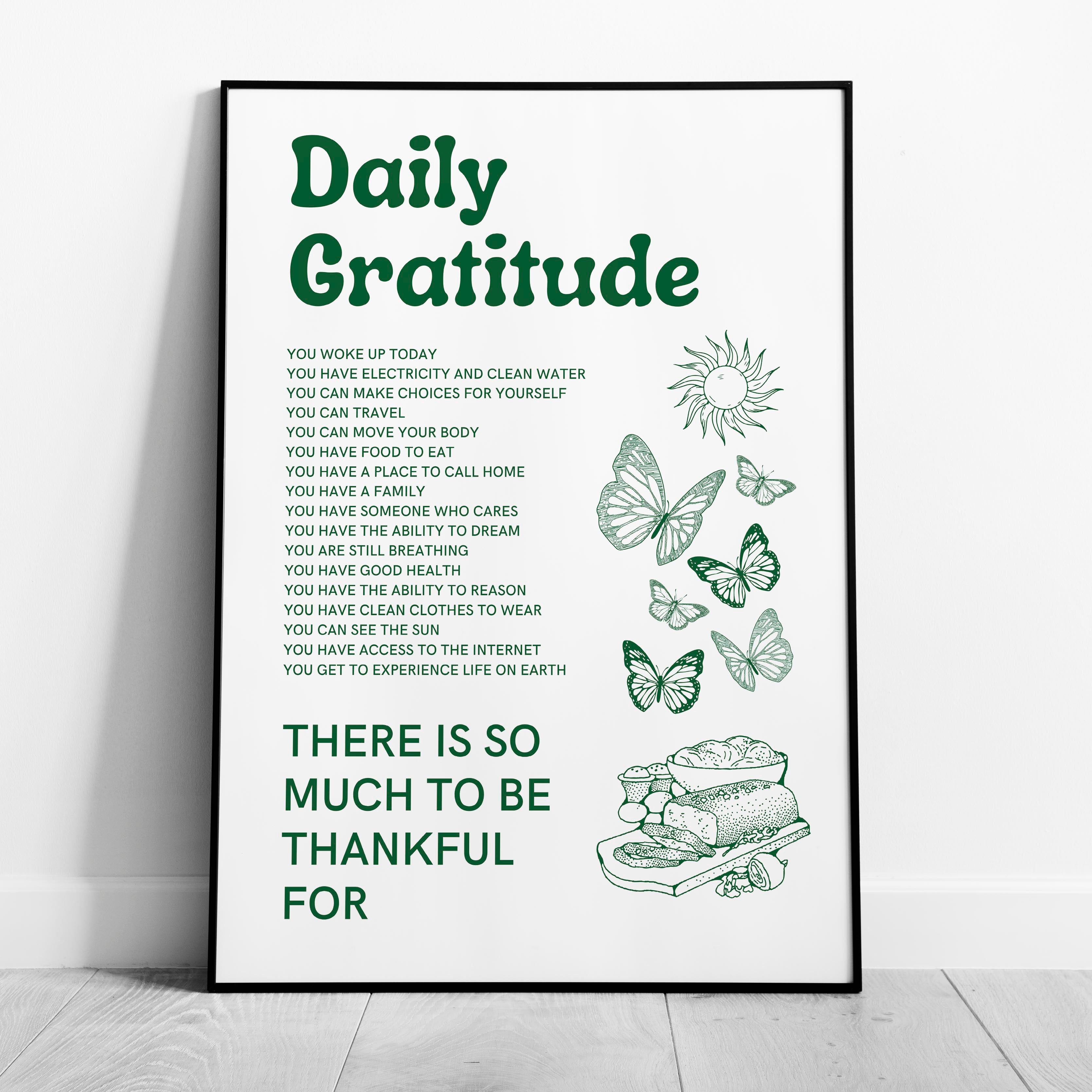 Daily Gratitude Checklist for Life - Rolled Poster Wall Art Print | House Prints