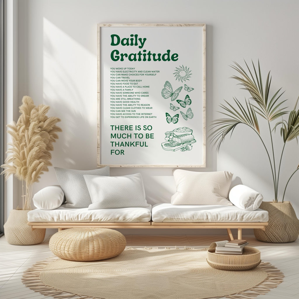 Daily Gratitude Checklist for Life - Rolled Poster Wall Art Print | House Prints