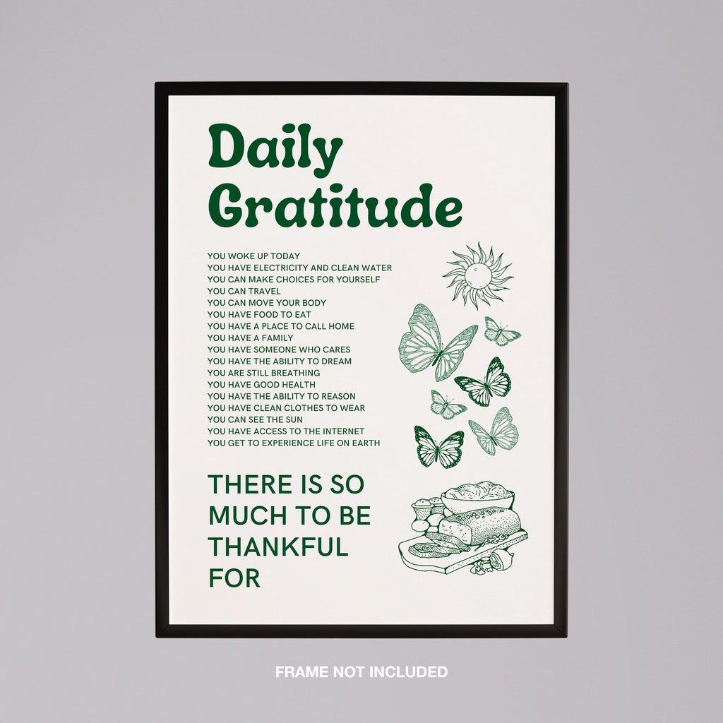 Daily Gratitude Checklist for Life - Rolled Poster Wall Art Print | House Prints